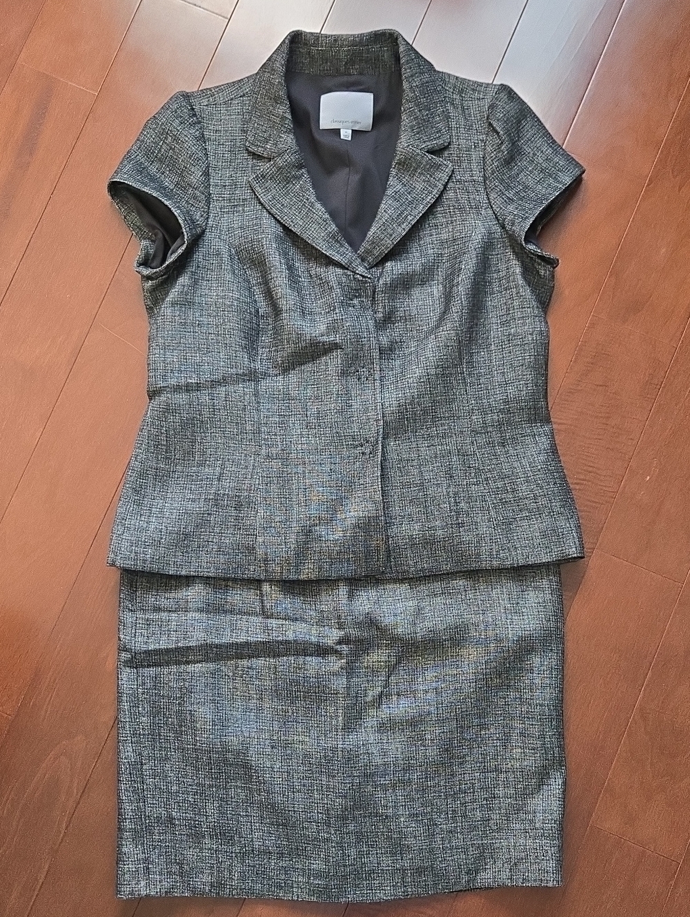 Classiques Entier charcoal gray /black skirt suit set